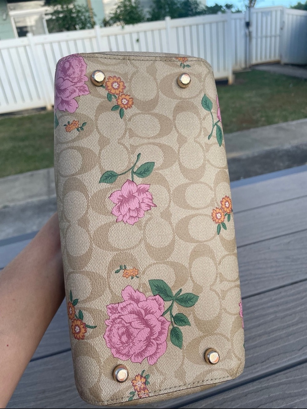 Coach Medium Prairie Pink Floral Signature Rowen - Picture 8 of 8